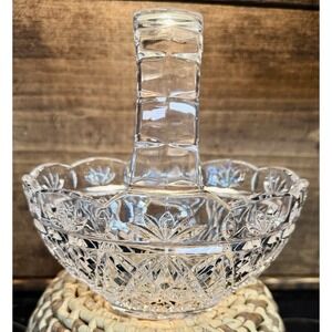 VTG Teleflora 24% Lead Crystal Clear Glass Czech Republic Floral Basket-stunning
